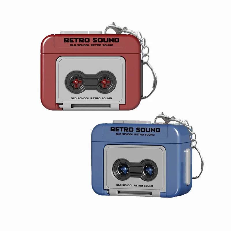 1/2Pcs Mini Retro Recorder Keychain Funny Creative Cassette Key Chain Student Bag Pendant Couple Friends Gift Keyring