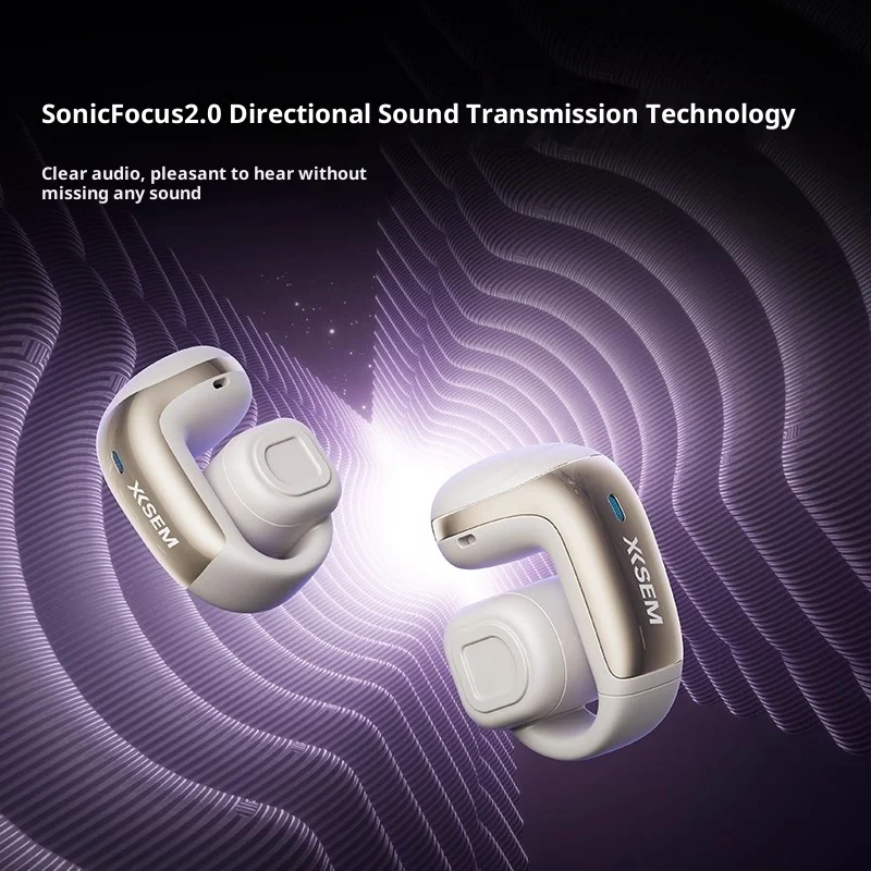 XISEM 플룸 오픈 이어 클립 헤드폰, 하이파이 DSP, 0.06초 게임 지연, 소음 감소, 방수, 긴 배터리 수명