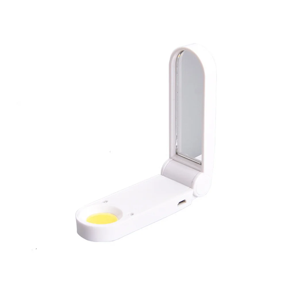 Portable Foldable Makeup Mirror Lamp USB Chargeable White Travel Light Makeup Mirror with LED Light for Night Reading