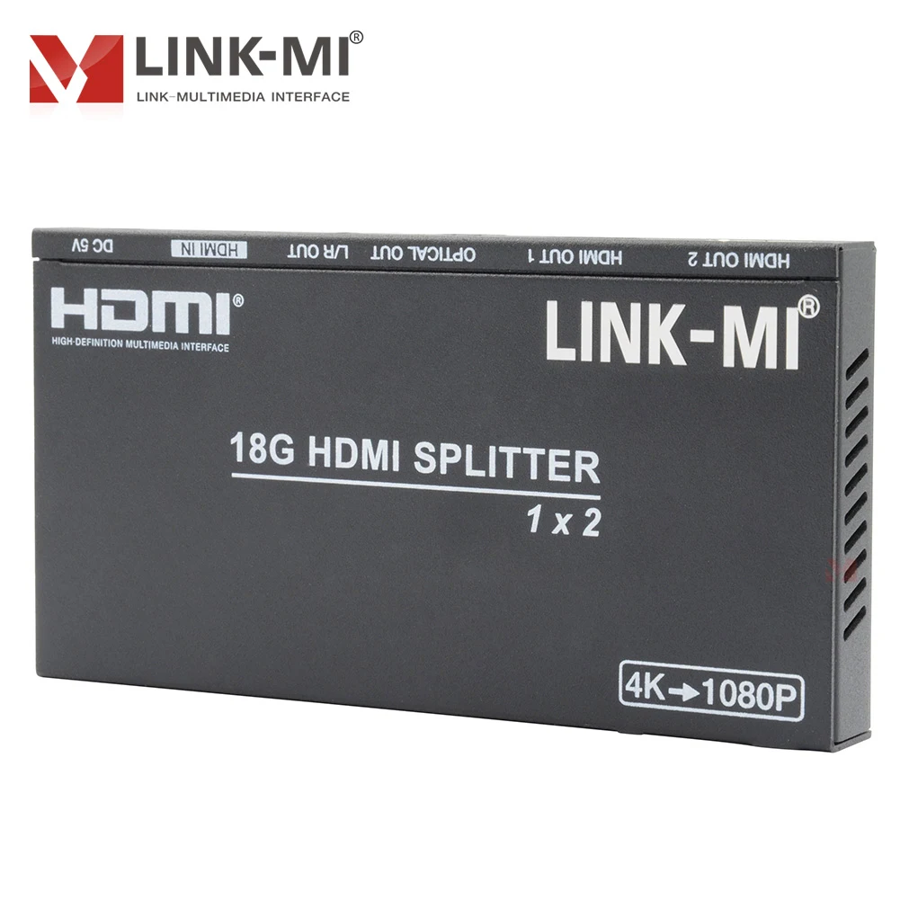 4K HDMI 2.0 Splitter 1x2/مستخلص الصوت، LPCM، DTS، تجاوز الإخراج ووظيفة قشارة سفلية 4K إلى 1080P عبر مفتاح الاتصال على اللوحة #5