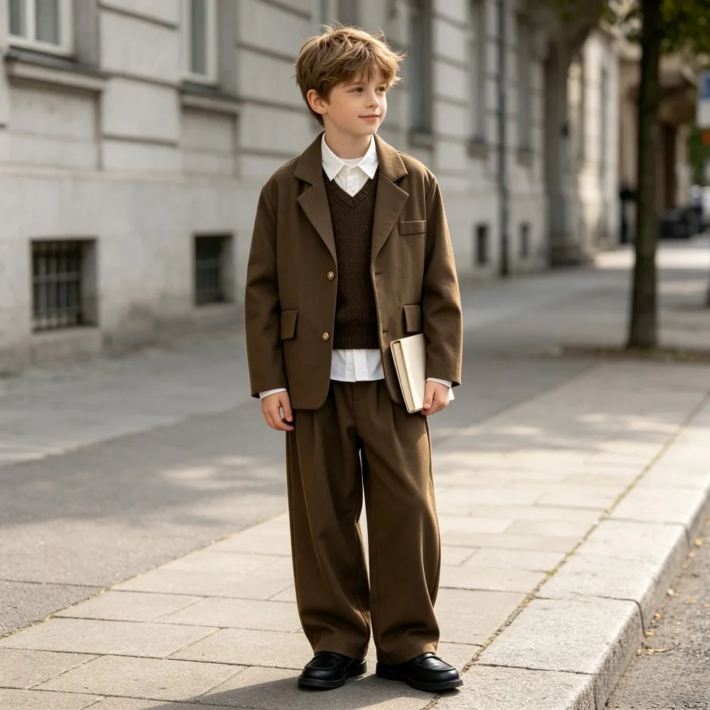 Teen Kids Casual Blazer Suit Jacket Pants Oversized Set Boys Girls Outfit Children Daily Streetwear School Group Uniform Costume
