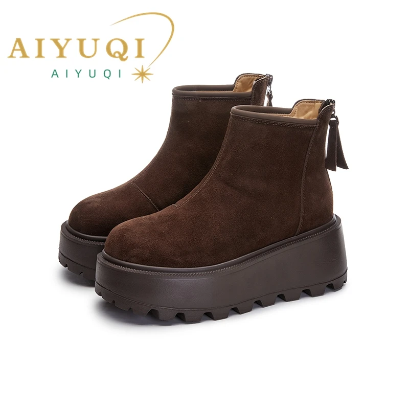 AIYUQI Women Snow Boots Flat 2024 New Plus Velvet Women Ankle Boots Warm Winter Shoes Boots For women