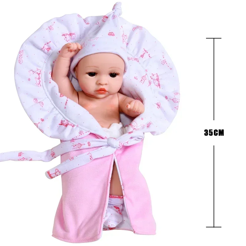 35 cm carino bambino rinato bambole realistiche principessa bambino coperta in silicone impermeabile bambola regali per ragazze rinate