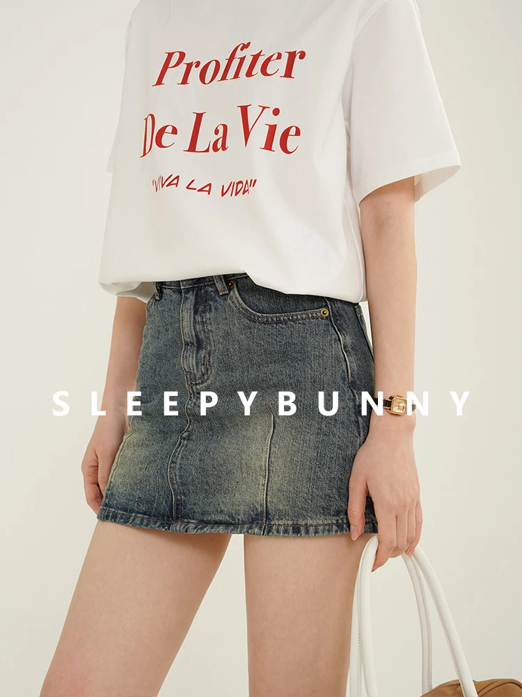 Mini jupe en Denim délavé Vintage pour femmes, taille haute, ligne a, Slim, décontractée, élastique, moulante, jupe courte, couche intérieure de sécurité, été