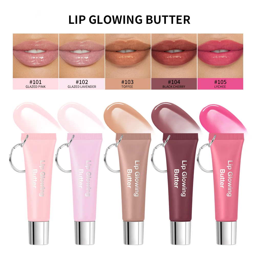 Lips Glosses Keychain 2in1 Design Long Lasting Moisturizing Pink Nourish Lipstick Glowing Butter Makeup Care Shine Cosmetics