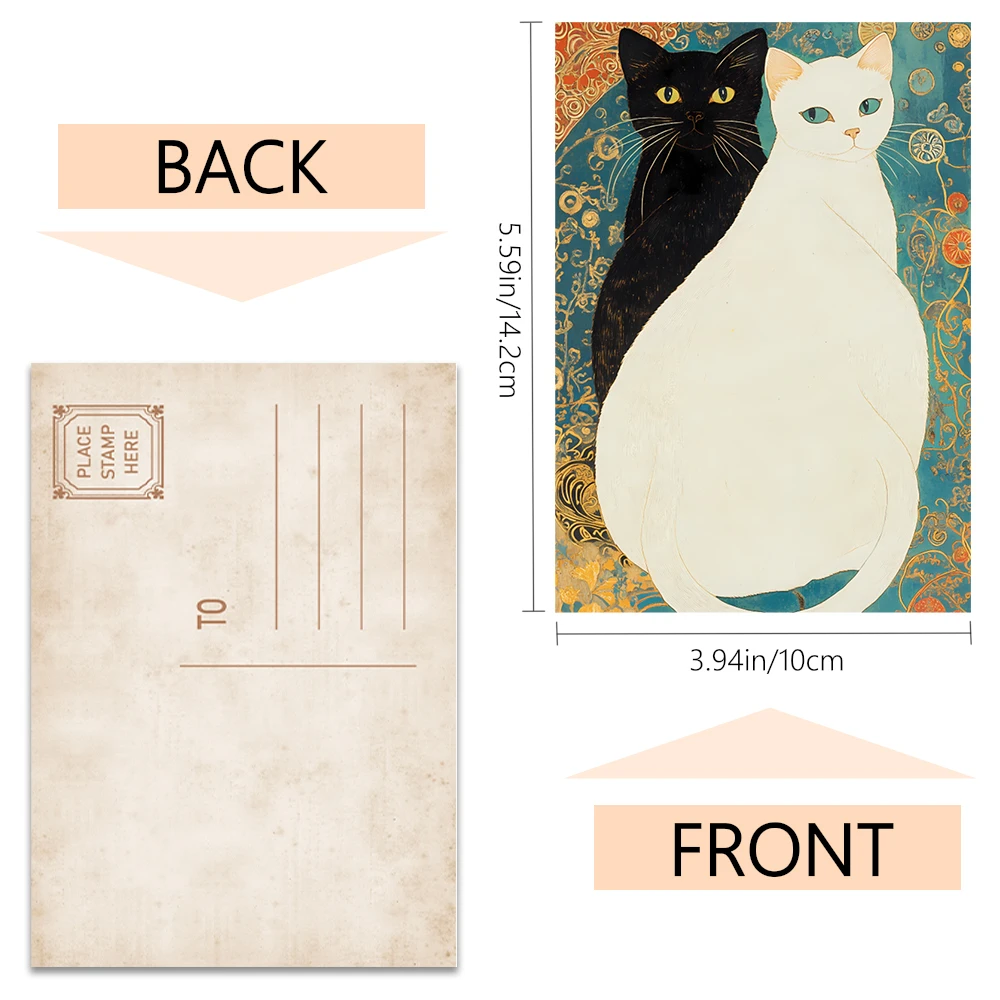 32 Stück japanische Katzenpostkarten, Ukiyo-E-Stil, süße Katzenposter, Wohnzimmer-Dekorationsaufkleber, Schlafzimmerdekoration, hochwertige Karte – Detail 1