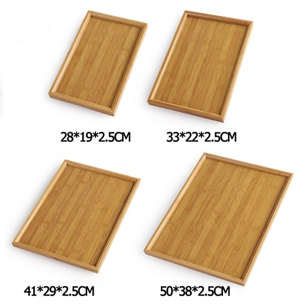 Rectangular Bamboo Tray Wooden Solid Color Fruit Snack Plates Household Kitchen Accessories Dinner Plates