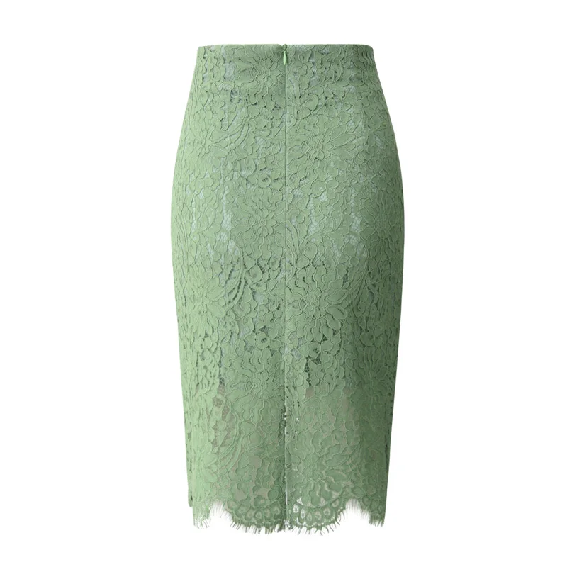 

High Waist Mid-Length Lace f Skirt Slimming Hollow out Knee-Length Spring Summer Faion Ladies' Skirts