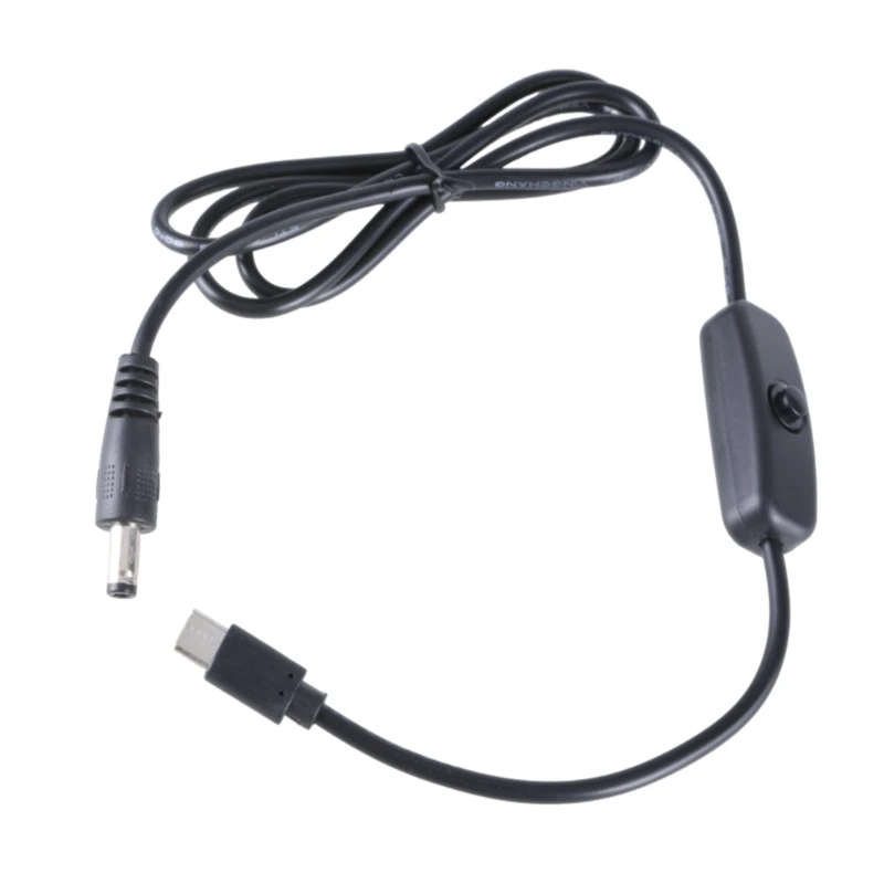 Portable USB C to DC5521 Charging Cable, 5V to 12V Step Up Voltages Converter Cord Wire with 5.5x2.1mm Connectors Output