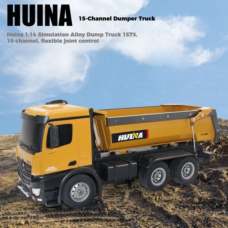 

Huina Remote Control Dump Truck 1/14 Scale 10 Channel Alloy Simulation Engineering Vehicle Flexible Joint Control Children 1573