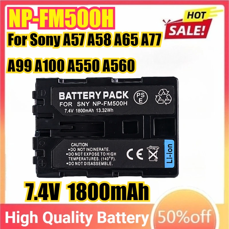 

NP-FM500H NPFM500H 7.4V Camera Battery For Sony A57 A58 A65 A77 A99 A100 A550 A560 A580 A700 A850 A900 Battery L50 BC-VM10