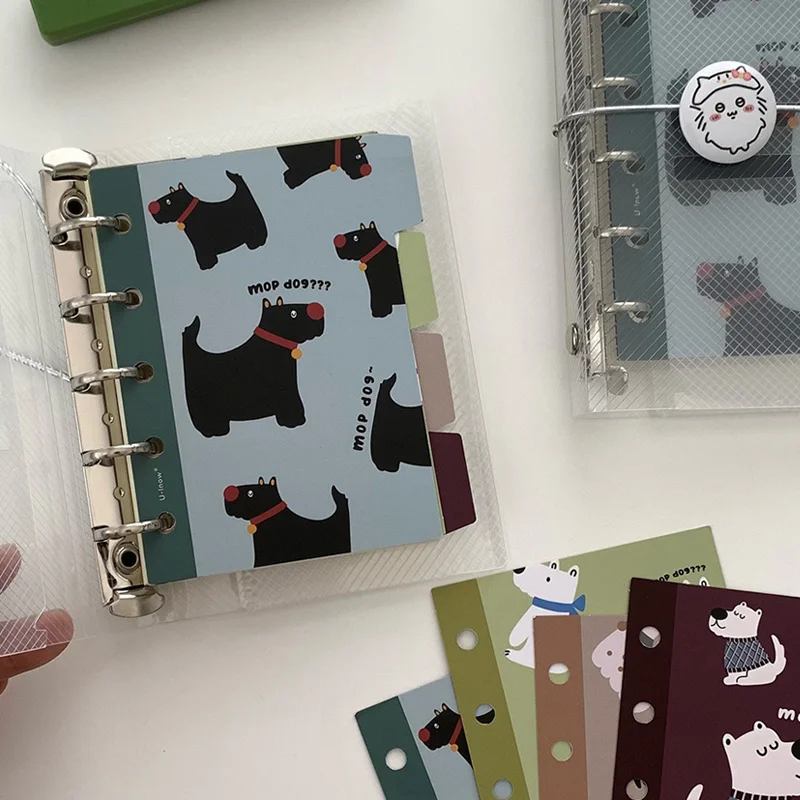 Kawaii Bookmark Index Pages For A7/M5 Books Cute Retro Animals Index Seperator Loose Leaf Notebook Sides Dividers Stationary