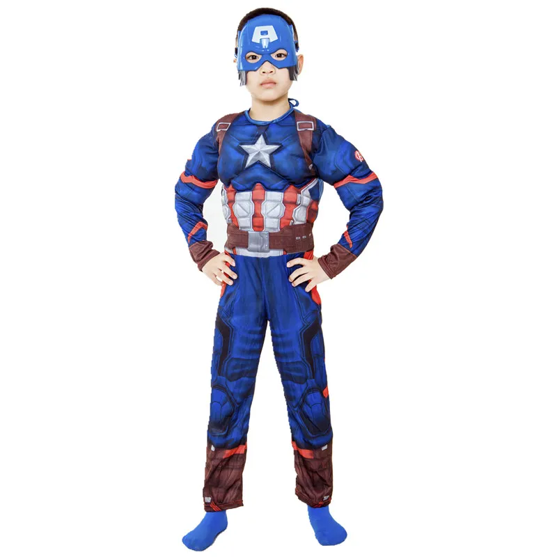 키즈 소년 소녀 슈퍼 히어로 의상 근육 점프 슈트 할로윈 마스크 역할 놀이 파티 코스프레 복장 휴일 드레스