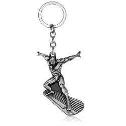 Legend Figure Silver Surfer Keychain Super Hero Backpack Keyring for Fans Kids Gift