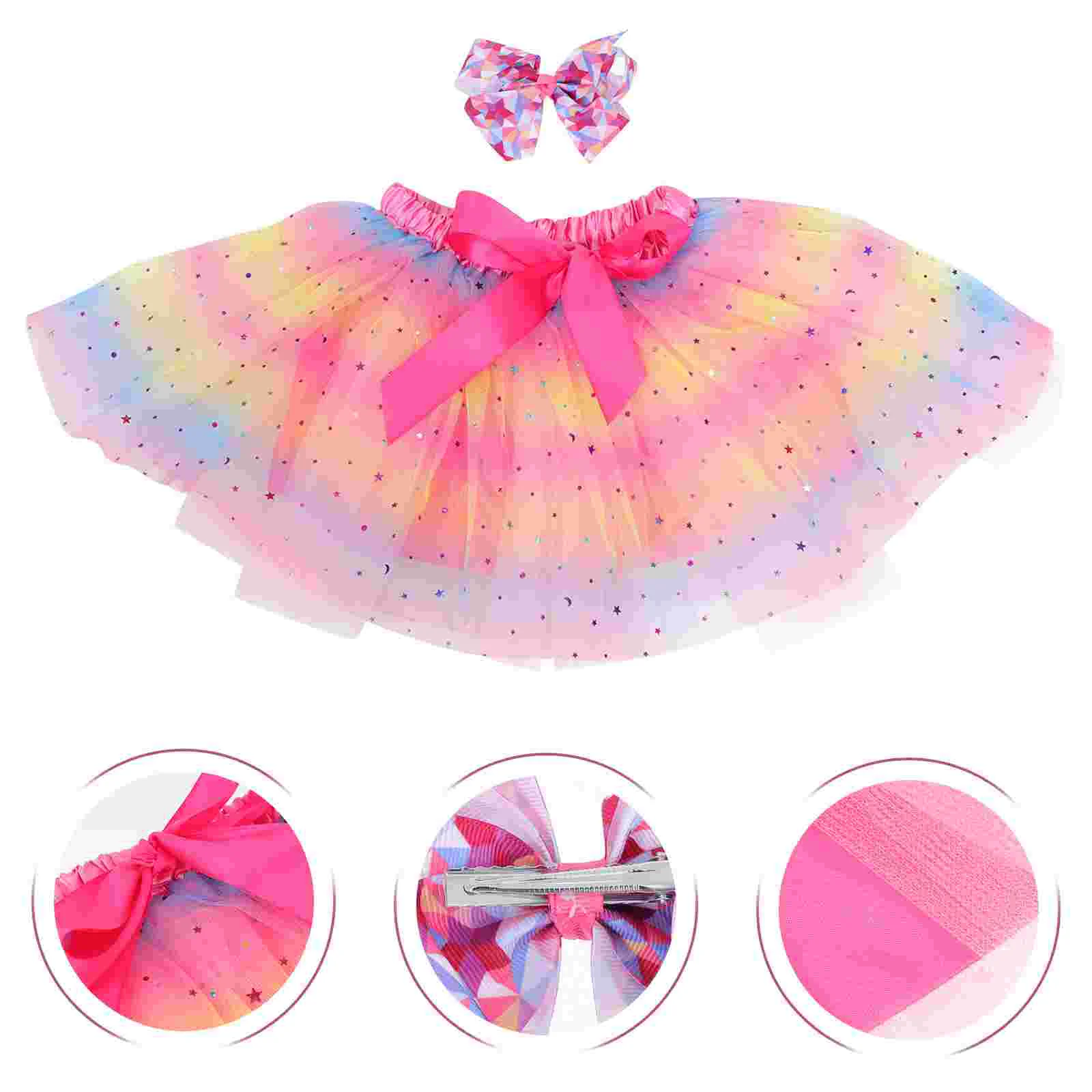 Tutu Skirt Kids Ballet Little Girl Dancing Bow Tie M Girls Performance Pettiskirt Colorful Child