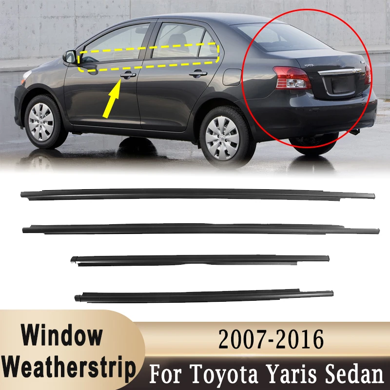 

Уплотнительная лента на окна для Toyota Yaris Sedan 2007-2016, 4 шт., передние и задние резиновые уплотнительные ленты, накладка ремня (не для хэтчбека)