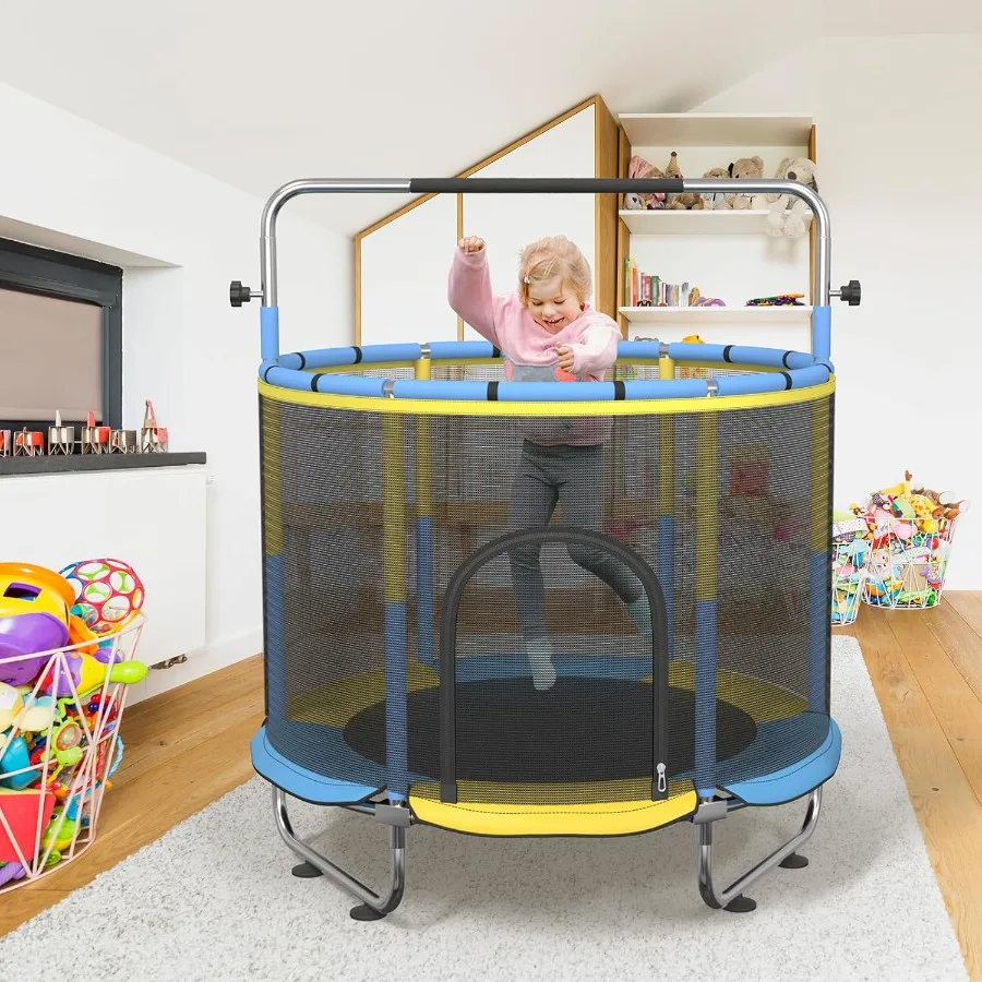 60 ترامبولين لـ 5FT ترامبولين صغير داخلي وخارجي للأطفال الصغار مع شبكة أمان قابلة للتعديل للجمباز ألعاب لياقة بدنية ممتعة لكل #6