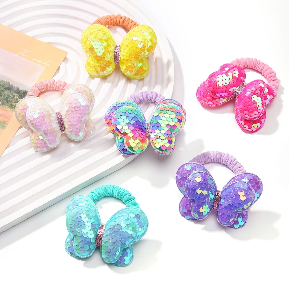 1Pieces Cute Children\'s Hair Band New Headwear  Sequins Bows Hair Rope Accessories for Girls Kids Hair Accessories