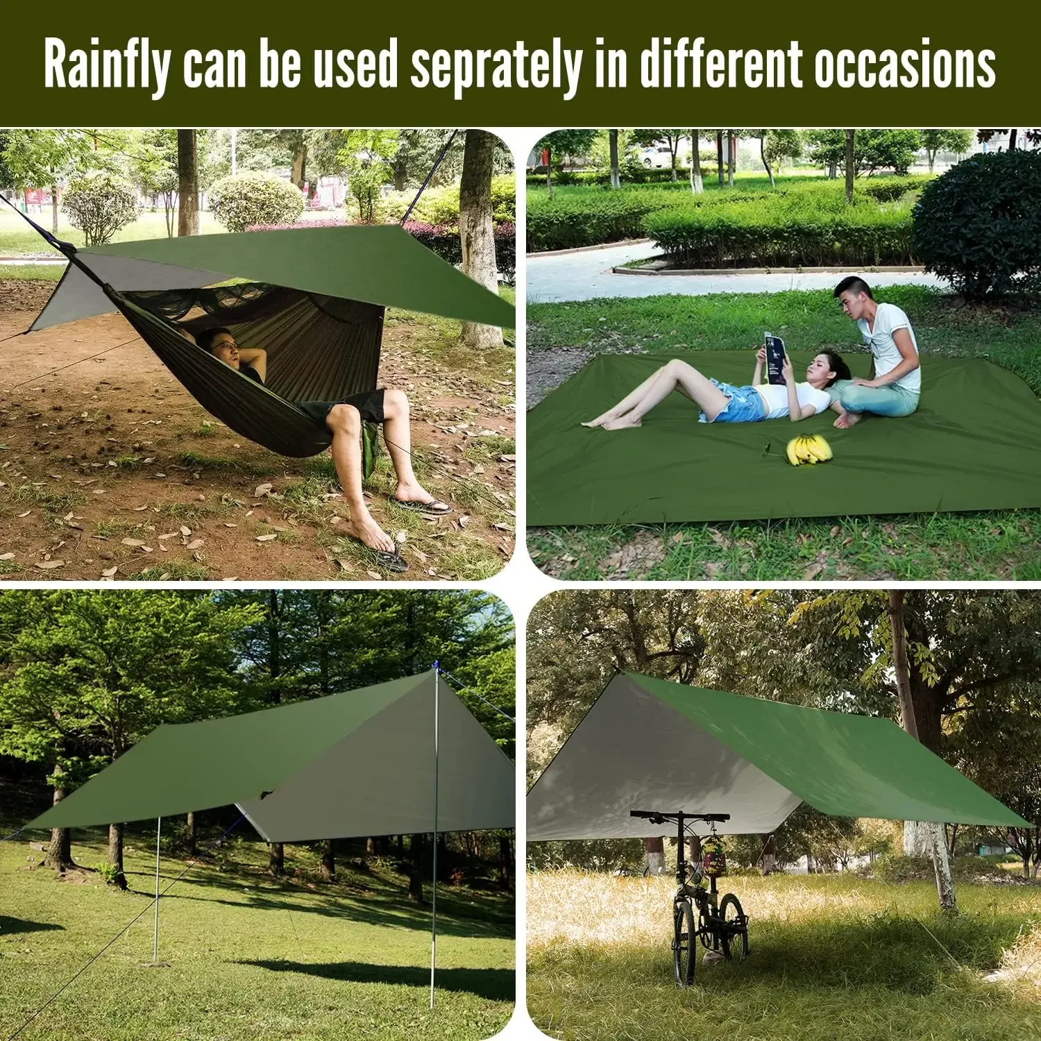 Outdoor Hammock Tent with Mosquito Net and Waterproof Tarp 200KG Capacity Insect Shield