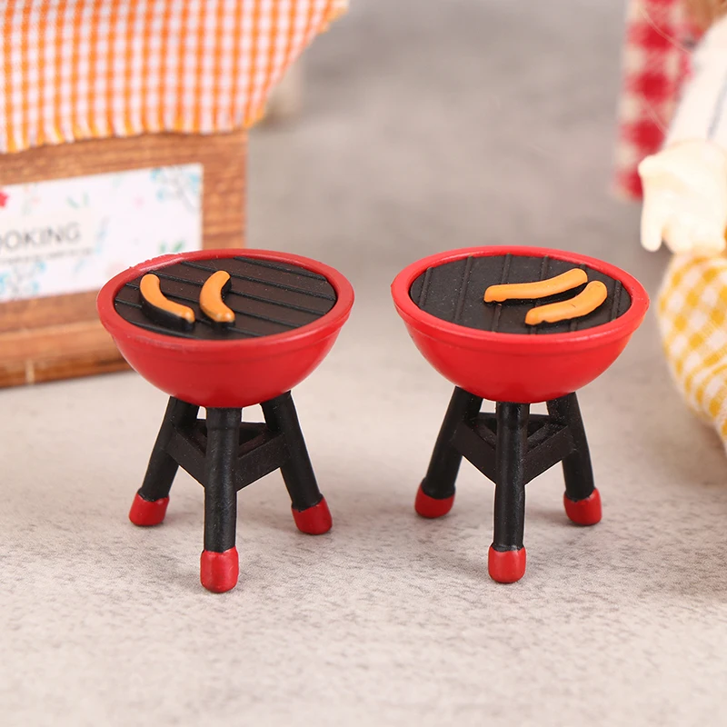 1/12 Dollhouse Simulation BBQ Rack With Grilled Sausage Dollhouse Mini Kitchen Decor Dolls House Outdoor Garden Play Toys