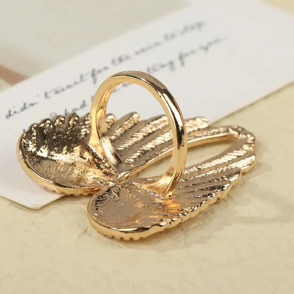 Accessori moda Regalo Punk Donna Uomo Anelli singoli in metallo retrò Anello con ali d'angelo a forma di cuore grande