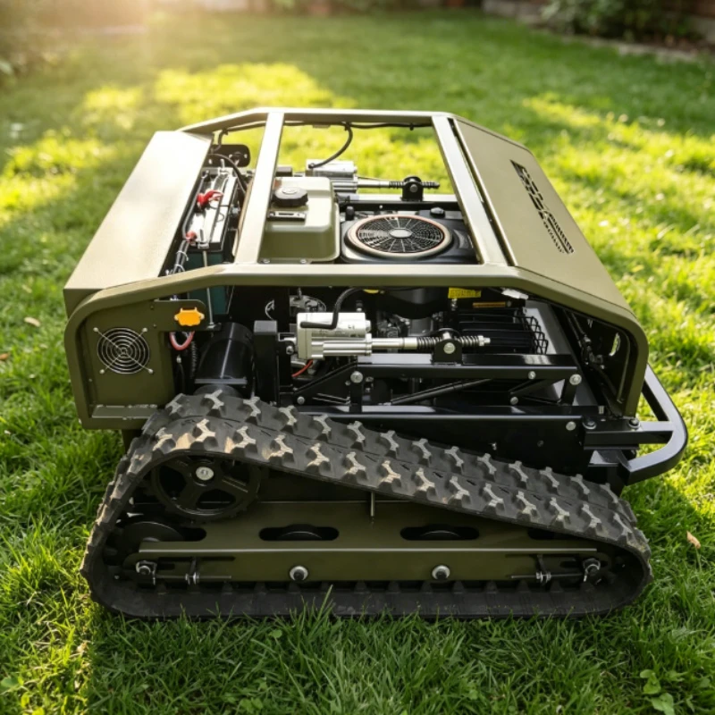 Mini tondeuse à gazon RC sur chenilles antidérapantes avec télécommande sans fil pour petites villas, communautés et ceintures vertes