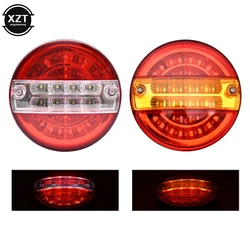 Superheldere 12V 24V Led Achterlicht Ronde Hamburger Lamp Achterlicht Rem Richtingaanwijzer Lamp Voor Vrachtwagen Auto Auto Aanhanger