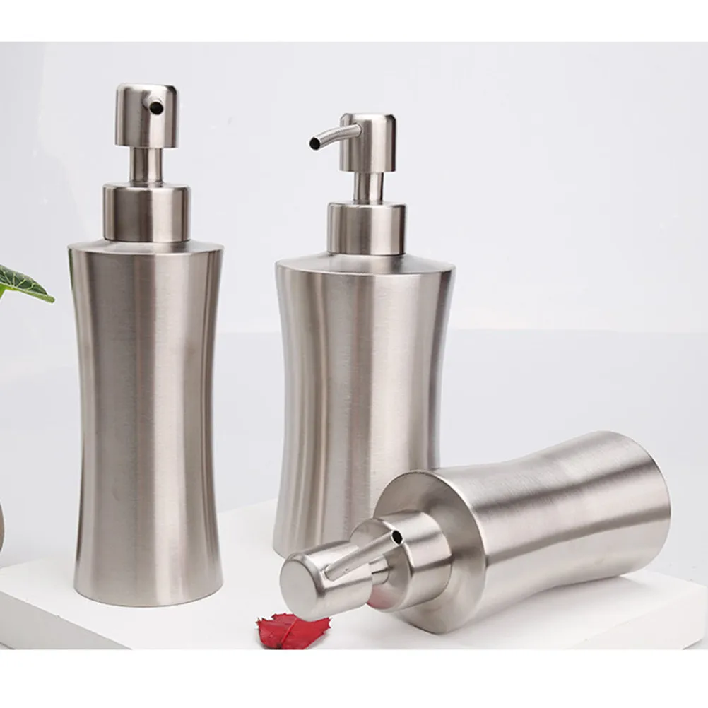 

1Pcs Stainless Steel Lotion Bottle Soap Dispenser Refillable Shampoo Hand Bathroom Waist Curve Design 250Ml