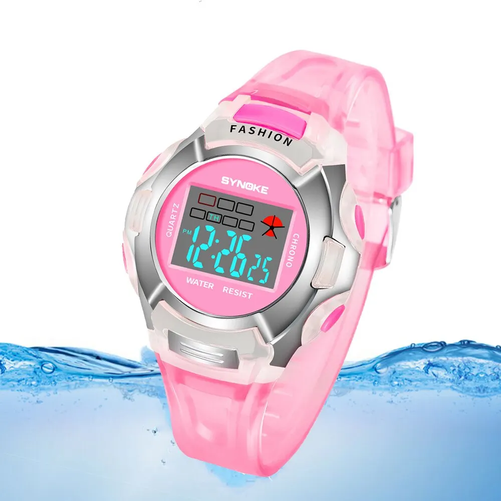 SYNOKE Color Fashion Electronic Watch Alarm Colorful Luminous MultiFunction Sports Boys Girls Primary School Students