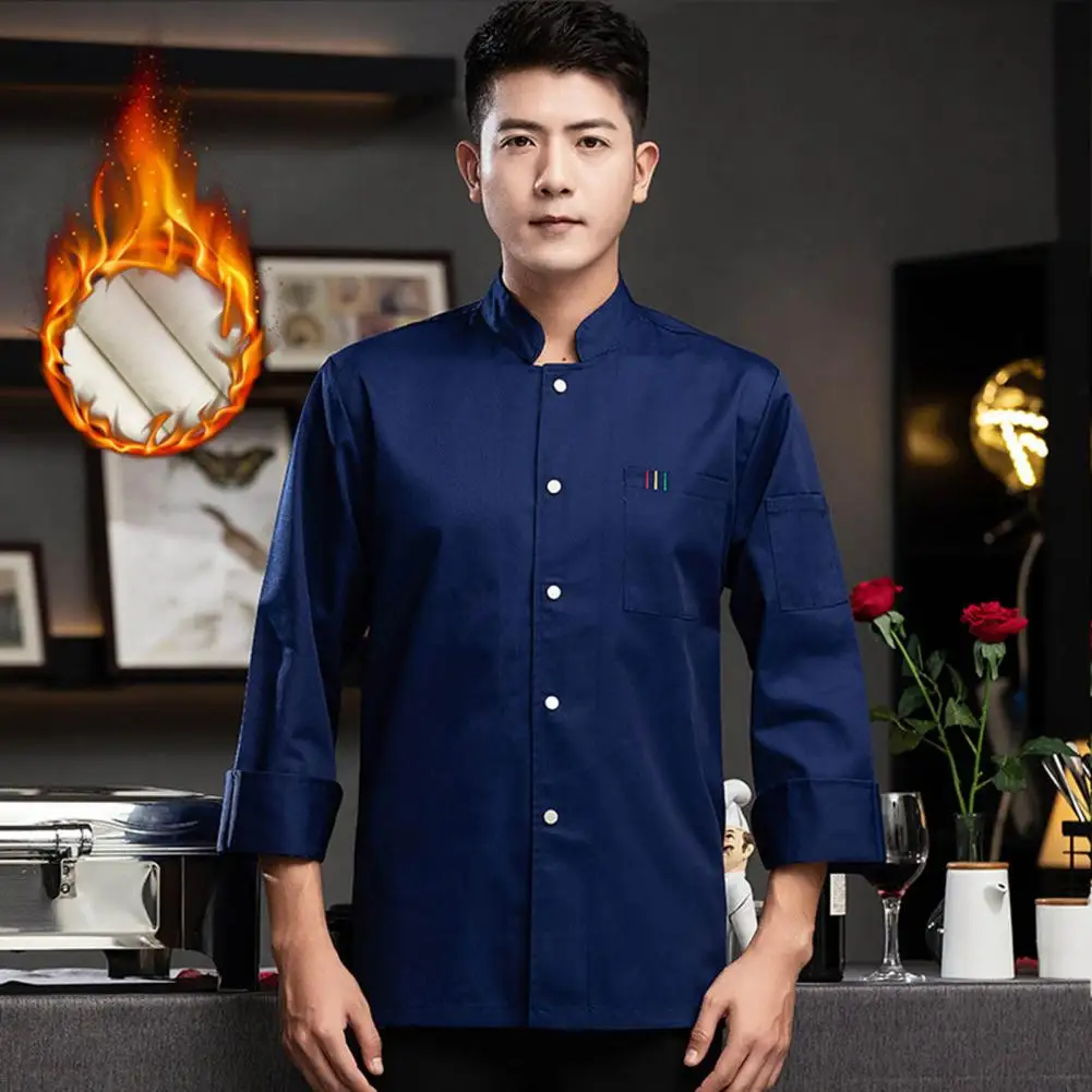 Non-stick Funisex Hotel Canteen Shirtabric Professional Long Sleeve Chef Uniform for Hotel Canteen Bakery Stand for Unisex