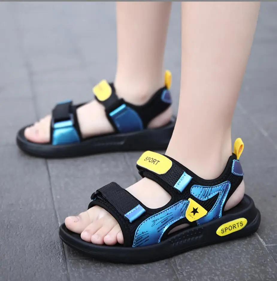

Сандалии Детские с мягкой подошвой, нескользящие спортивные, на липучке, летняя пляжная обувь для мальчиков, размеры 28-37