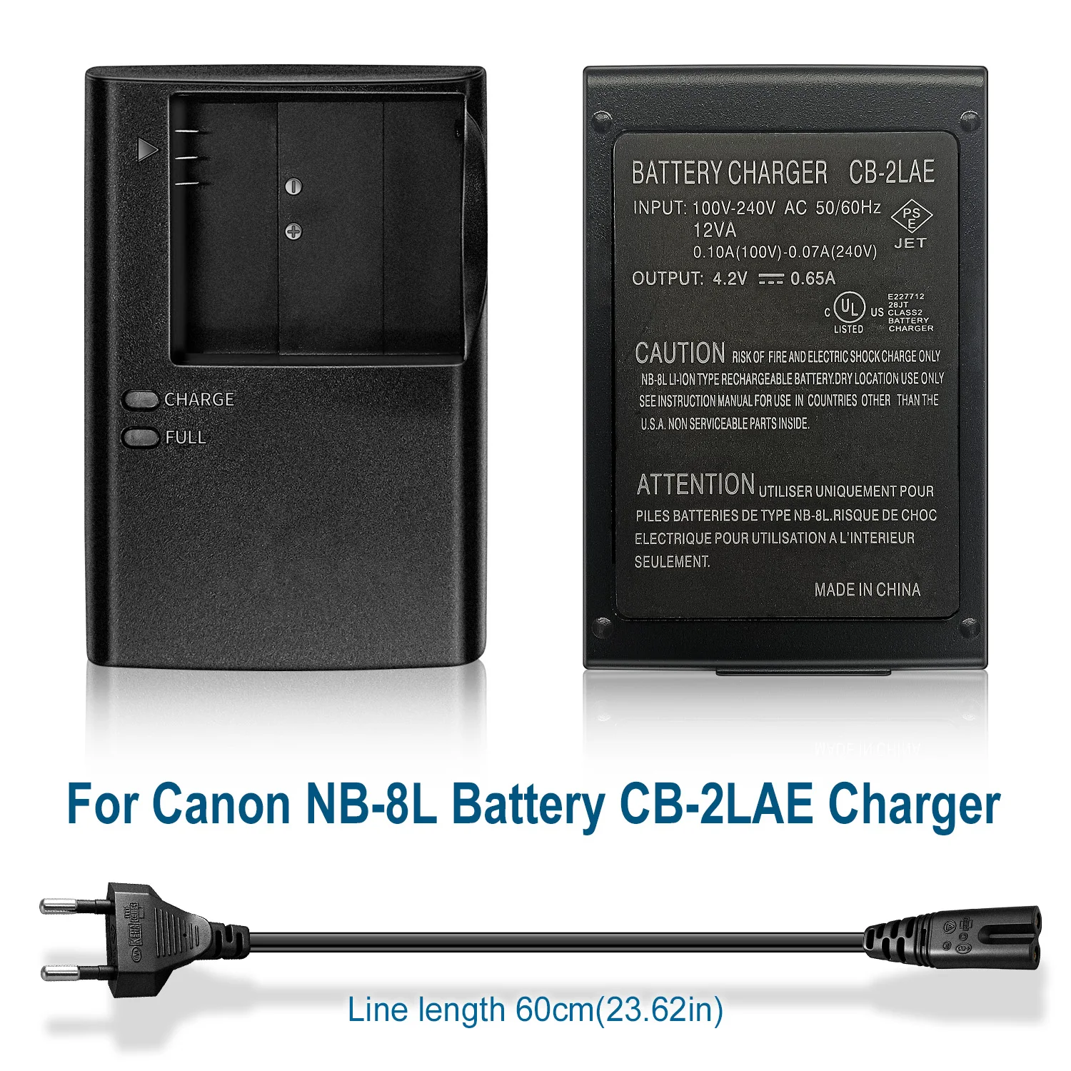 CB-2LAE Batterieladegerät für Canon NB-8L - Kompatibel mit den Kameras PowerShot A3000 IS, A2200, A3100 IS, A3200 IS, A3300 IS – Detail 1