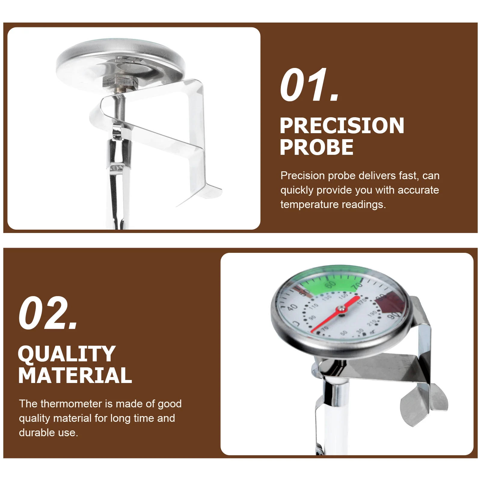 

1pc Probe Thermometer Stainless Steel Food Meat Milk Coffee Water Oil Cooking Gauge Heat Resistant Kitchen Tool