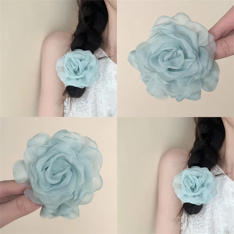 Gauze Rose Hair Cord High Sense Flower Head Cord Hair Tray Super Fairy Low Horsetail Rubber Band