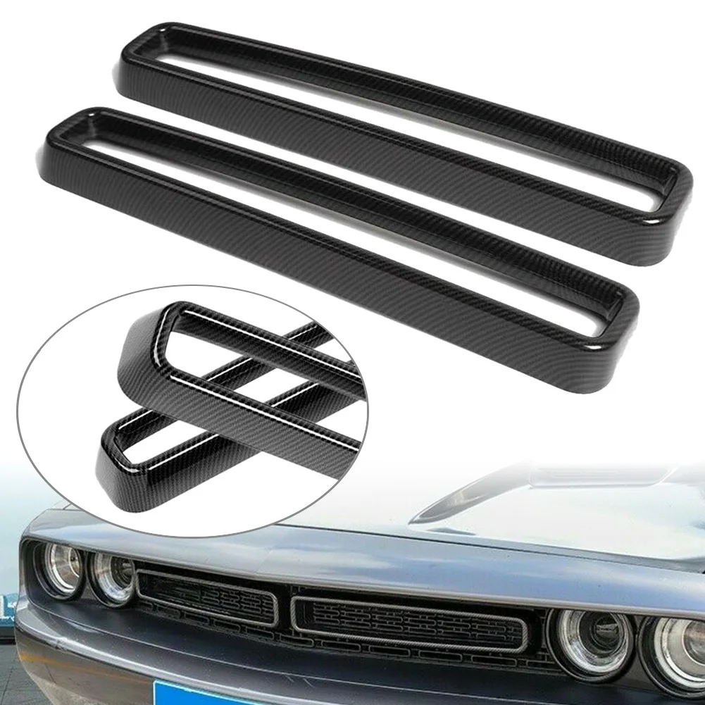 Car Front Grill Mesh Grille Inserts Trim Covers For Dodge Challenger 2015 2016 2017 2018 2019 Carbon Fiber Styling ABS