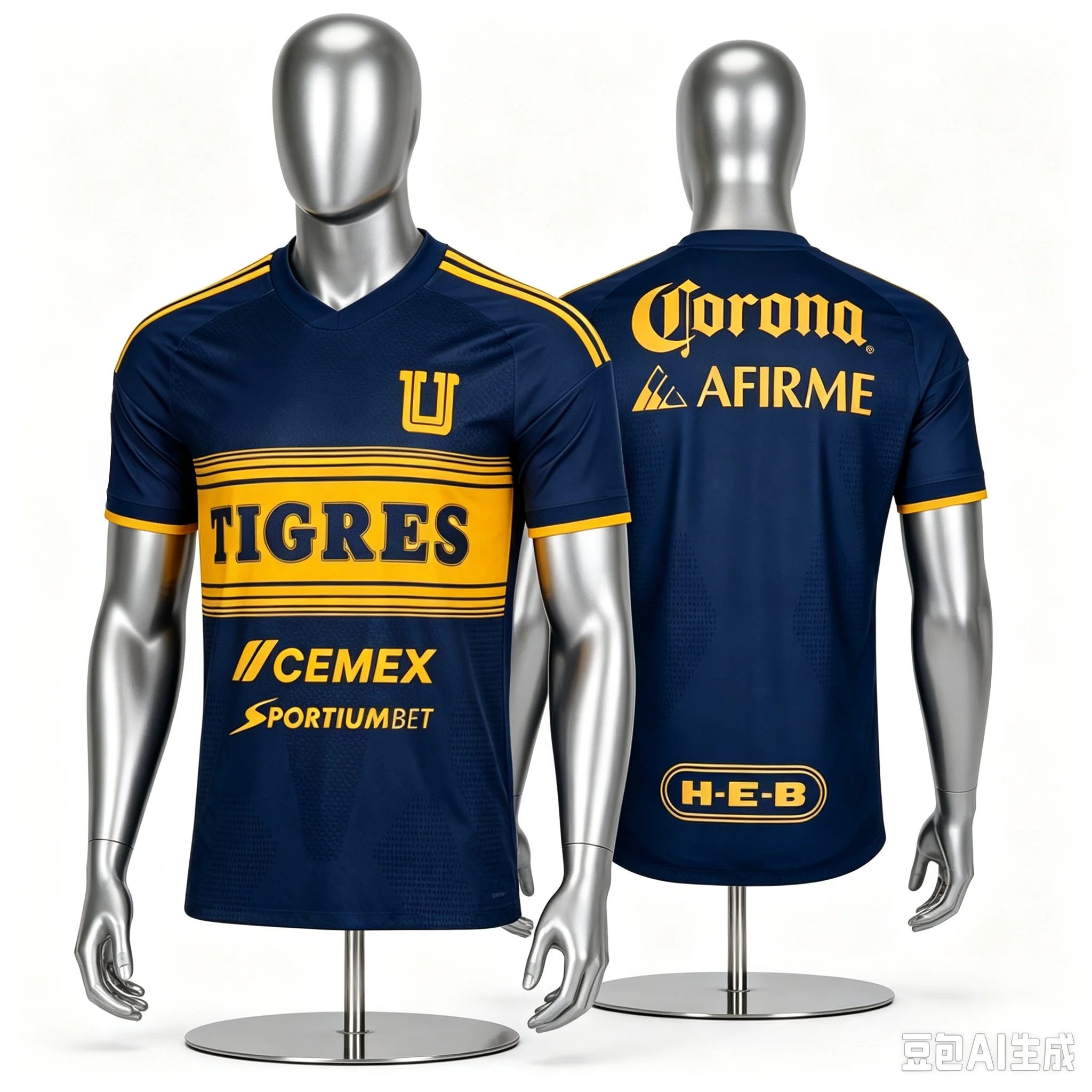 Saison 2026 Tigres UANL Fußballtrikot, Herren Sommer Neu 3D-Druck Sport Fußball T-Shirt, Atmungsaktive Schnelltrocknende Kleidung Oberteile