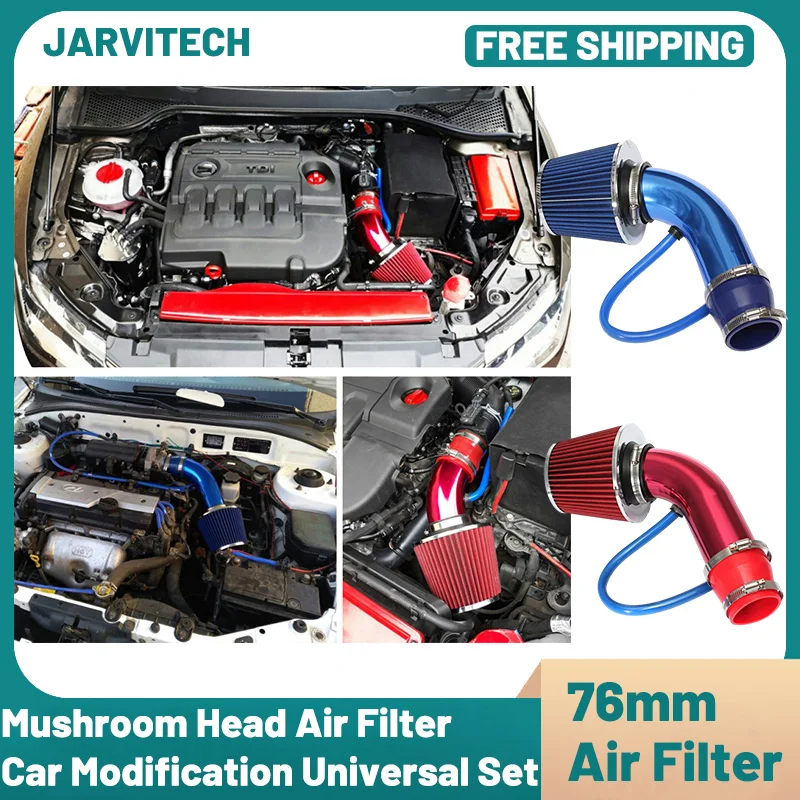 

76 мм 3-дюймовый автомобильный зимний воздушный фильтр-грибок с воздухозаборником, высокопроизводительный фильтр для холодного воздуха, комплект алюминиевых трубок