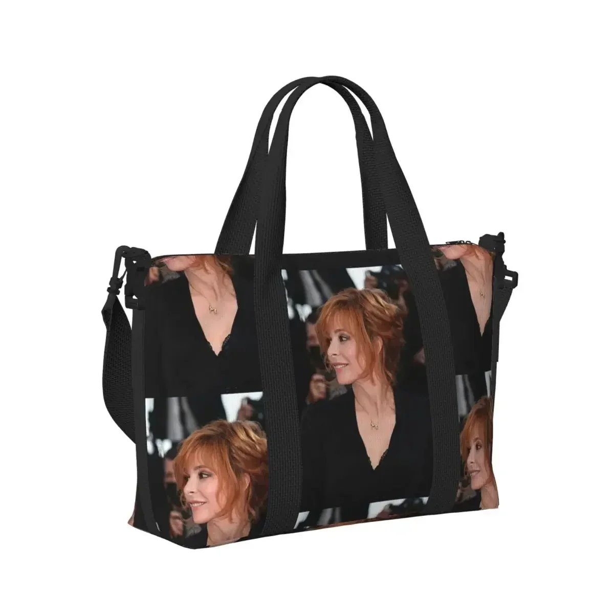 Mylene Farmer Beach Travel Bag Large Capacity Tote Bags for Gym Sport Women Shopping Duffle Shoulder Bag