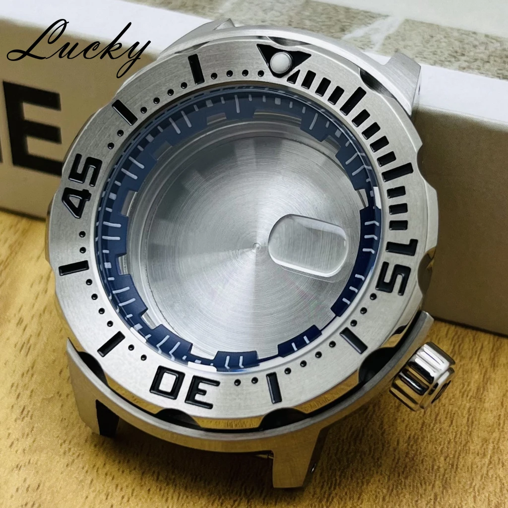 42.5mm Mod NH35 Monster Watch Case Fit NH34 NH35 NH36 Movement Dive Mineral Crystal Cover Watch Case Spare Parts For Watches