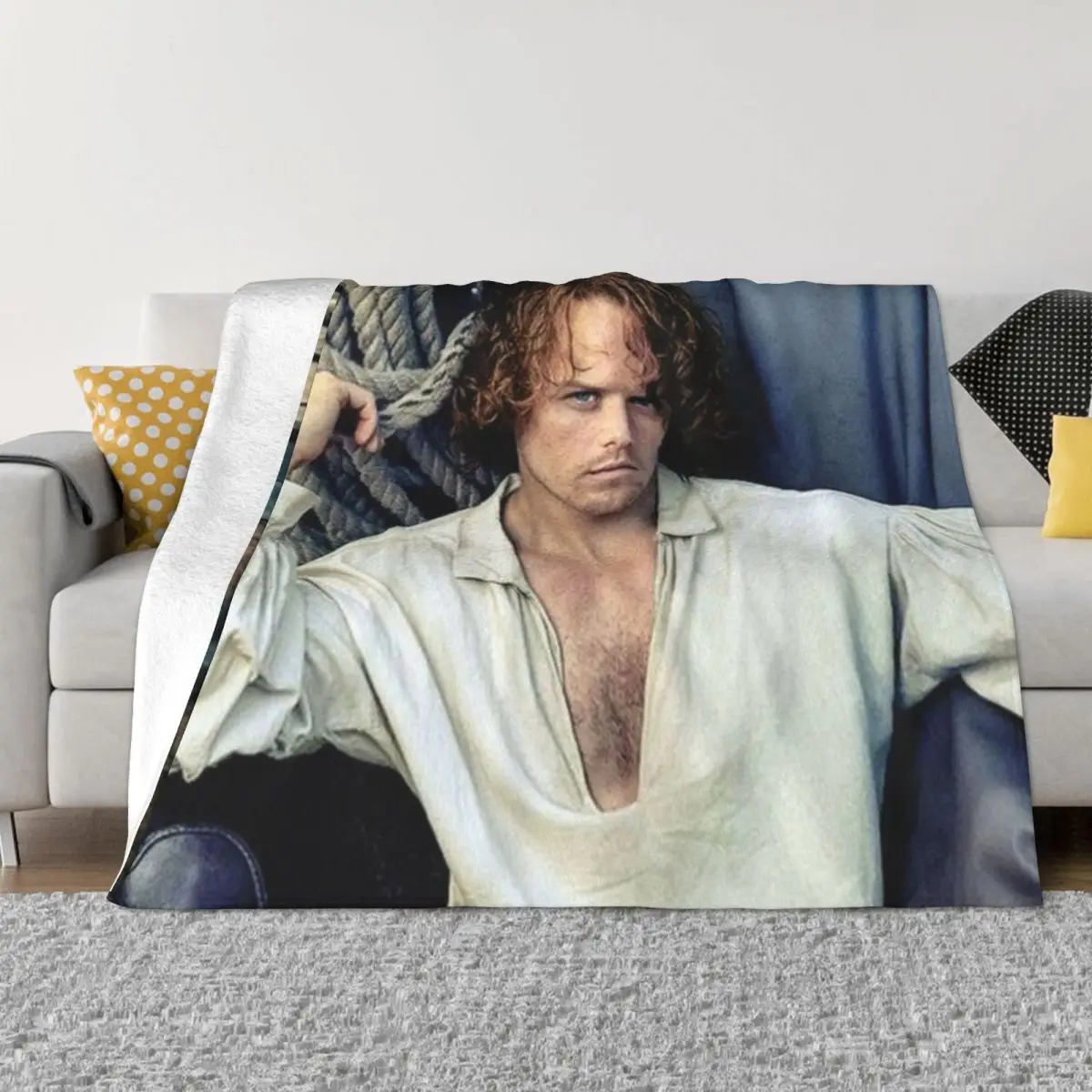 Sam Heughan Throw Blanket Retros Furry Luxury Thicken Blankets