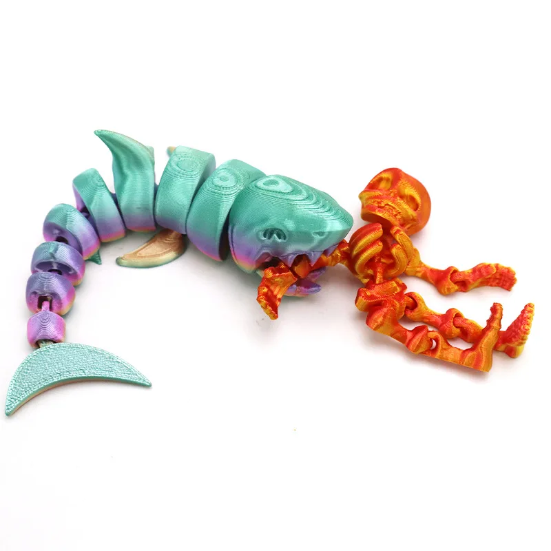 تمثال سمك القرش المفصلي المطبوع ثلاثي الأبعاد، وديكور المحيط، والمفاصل متحركة بالكامل وقابلة للتشكيل، وديكورات سطح المكتب وغرفة النوم