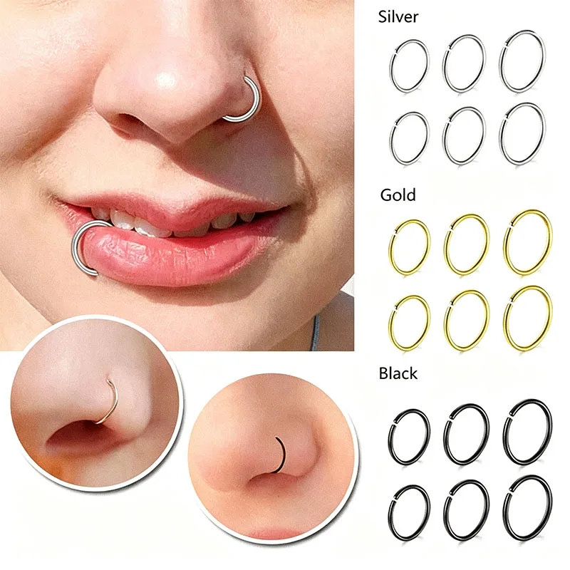 3/5/10 Stück 14K vergoldete kleine Nasenringe, 22G 8mm dünner Piercing-Schmuck für Damen und Herren, passend für Septum, Knorpel, Helix