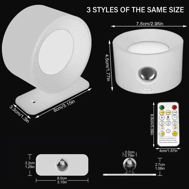 Luz noturna LED para presente de verão, luz ajustável recarregável com controle remoto para quarto, parede de exibição, armário, corredor