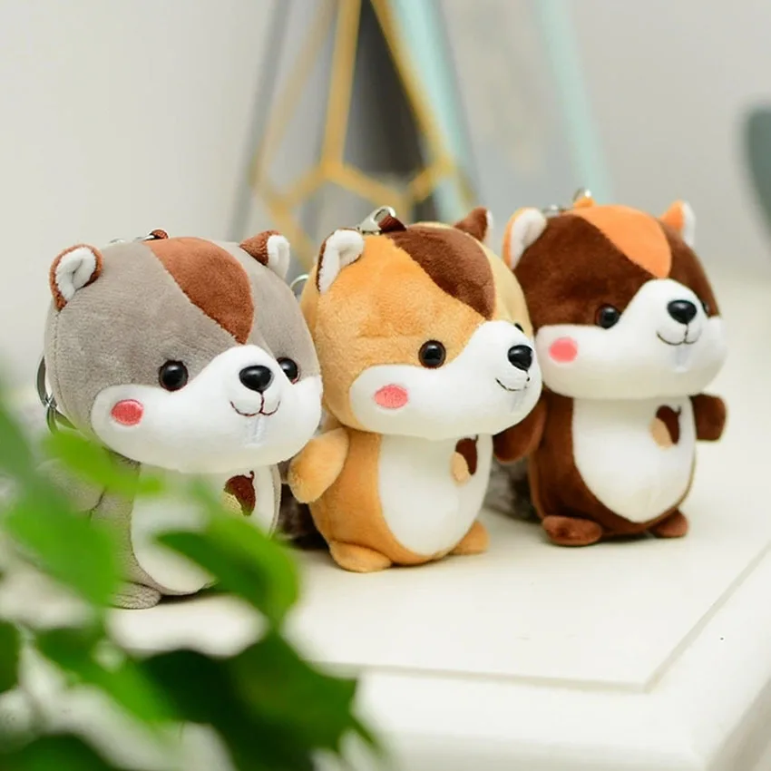 Kawaii Squirrel Plush Toys Multicolor Simulation Animal Dolls Stuffed Soft Key/Bag Pendant Home Decorative for Children Girls