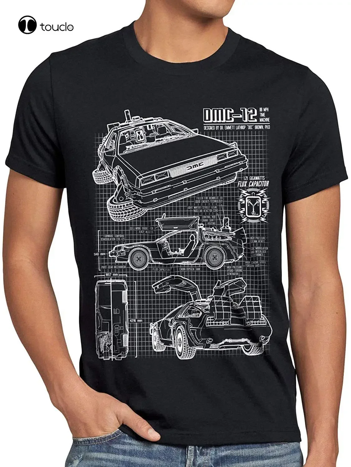 Dmc-12 Men'S Blue Break T-Shirt Time Travel 80S Mcfly Blueprint Car Back To Future Tee Tee Shirt