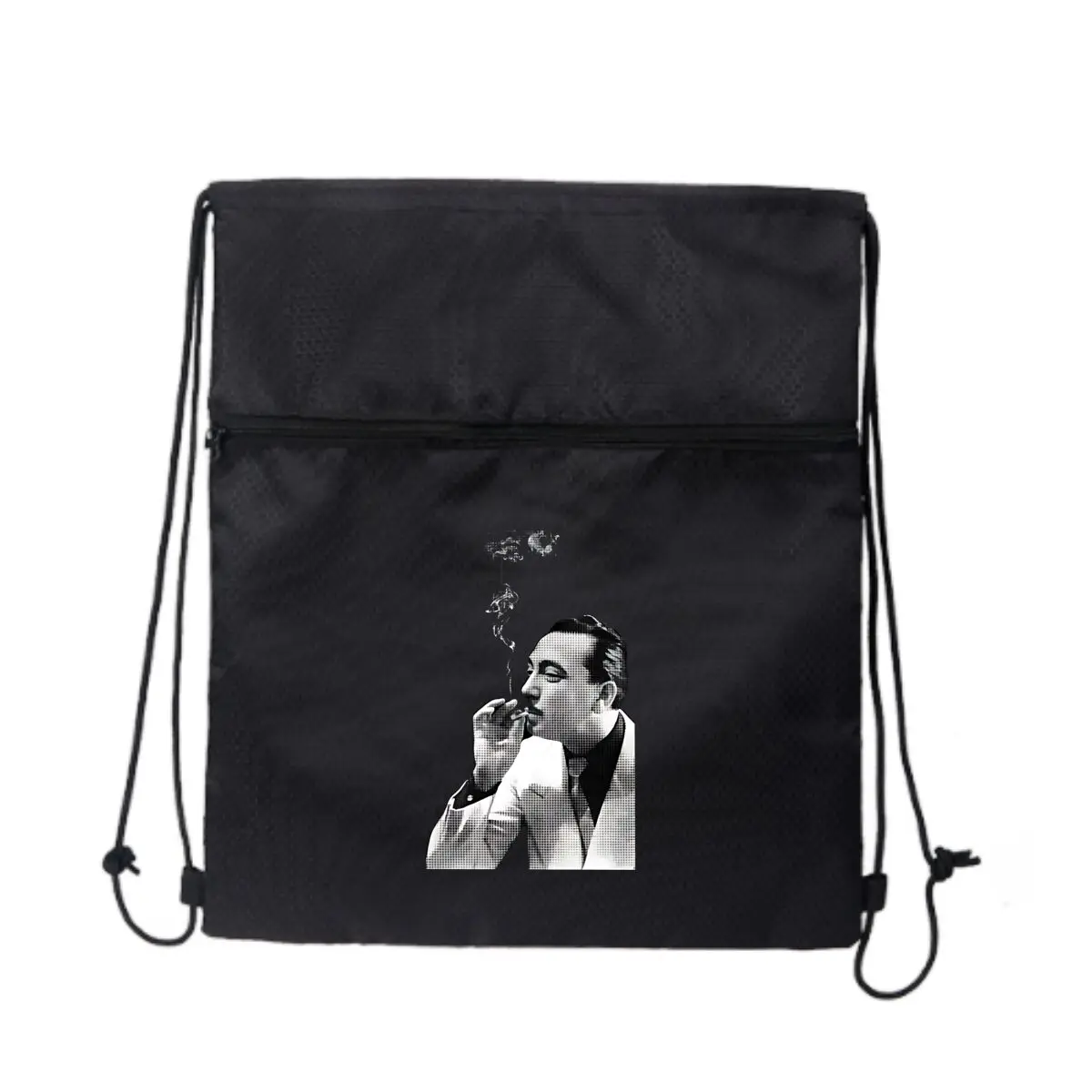 

«Винтажный портрет курения» — классический черно-белый черный дорожный рюкзак на молнии с завязками, легкий вес для поездок