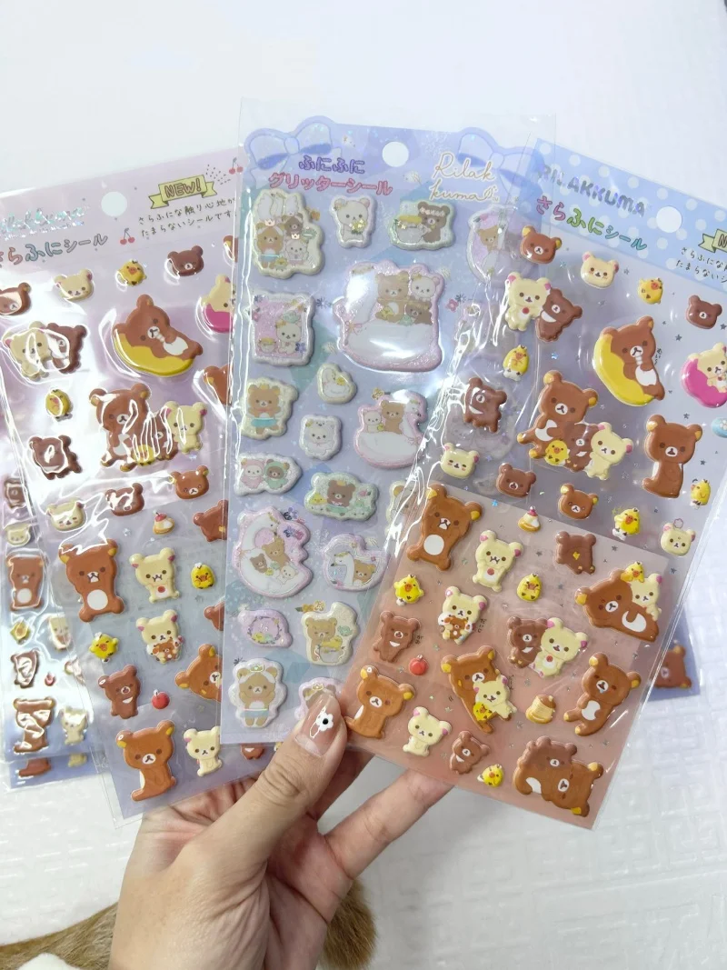 

Bandai Rilakkuma Korilakkuma Kawaii Swan Series Threedimensional Sticker Earphone Case Scrapbook Decoration Valentine's Day Gift
