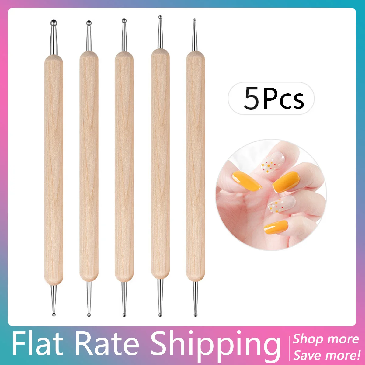 

Flat Rate Shipping 5 Pieces False Nail Art Dotting Pens Different Sizes Mutli Useage Dotting Pens for Beginners Point Pen