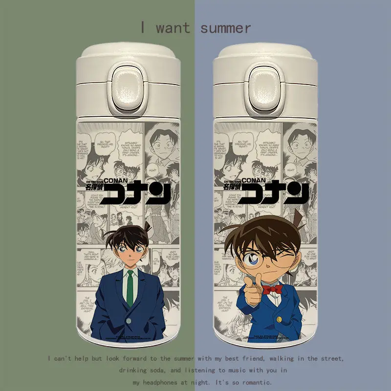 Cartoon Detective Conan Stainless Steel Water Cup Animation Peripheral Creative Simple Men Women Compact Convenient Kettle