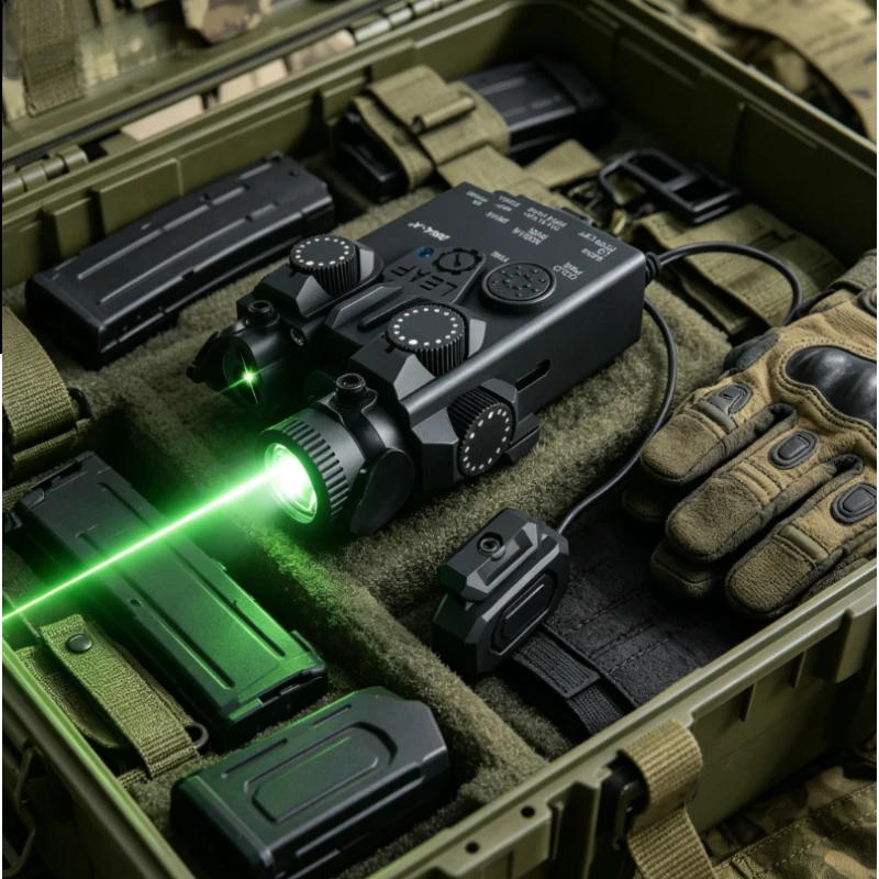 

2026 NEW DBAL-A2 Red Green Laser and White LED Flashlight Aiming Indicator Fit 20mm Rail for Outdoor Sport Toy Accessory